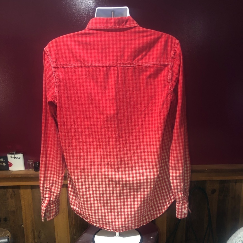 Denim House Red Plaid button down Shirt Medium - Picture 3 of 6